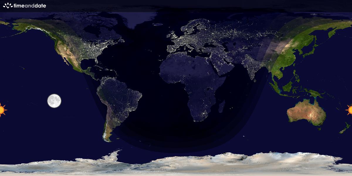 Verdenskart som viser dag og natt 