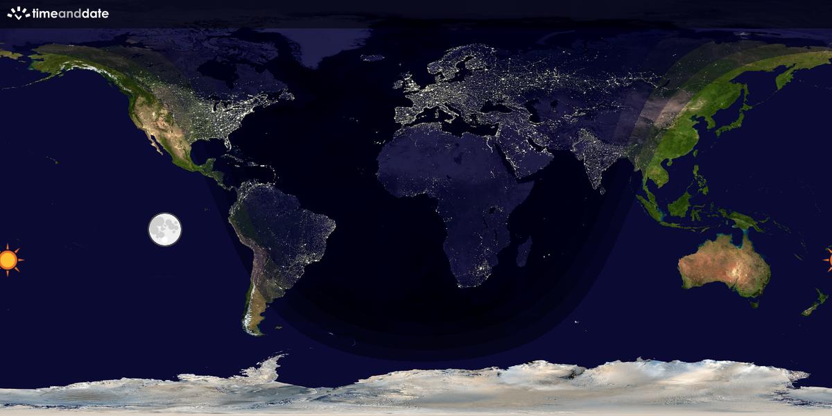 Verdenskart som viser dag og natt 