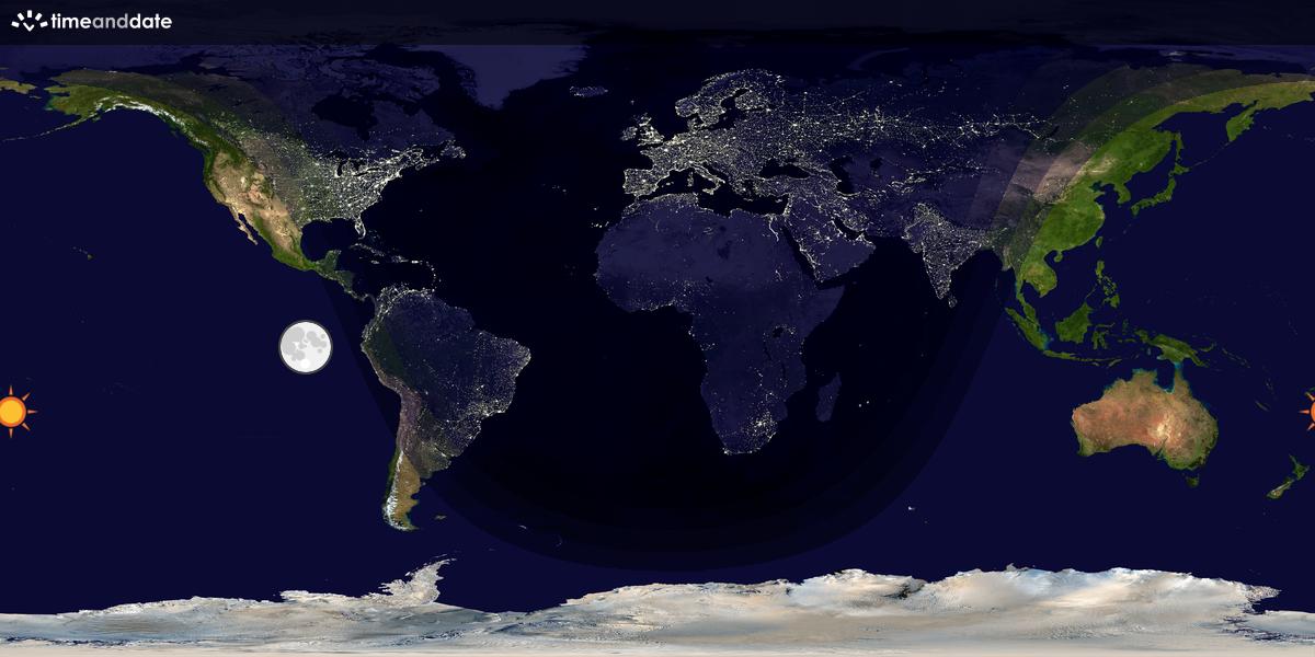 Verdenskart som viser dag og natt 
