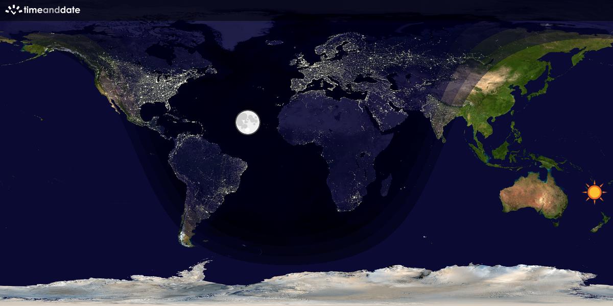 Verdenskart som viser dag og natt 