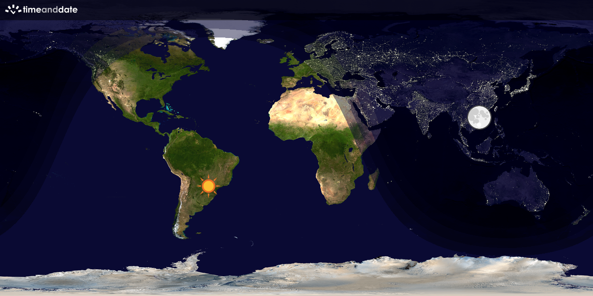 Verdenskart som viser dag og natt 