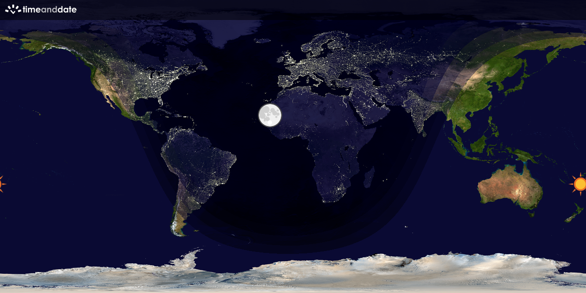 Verdenskart som viser dag og natt 