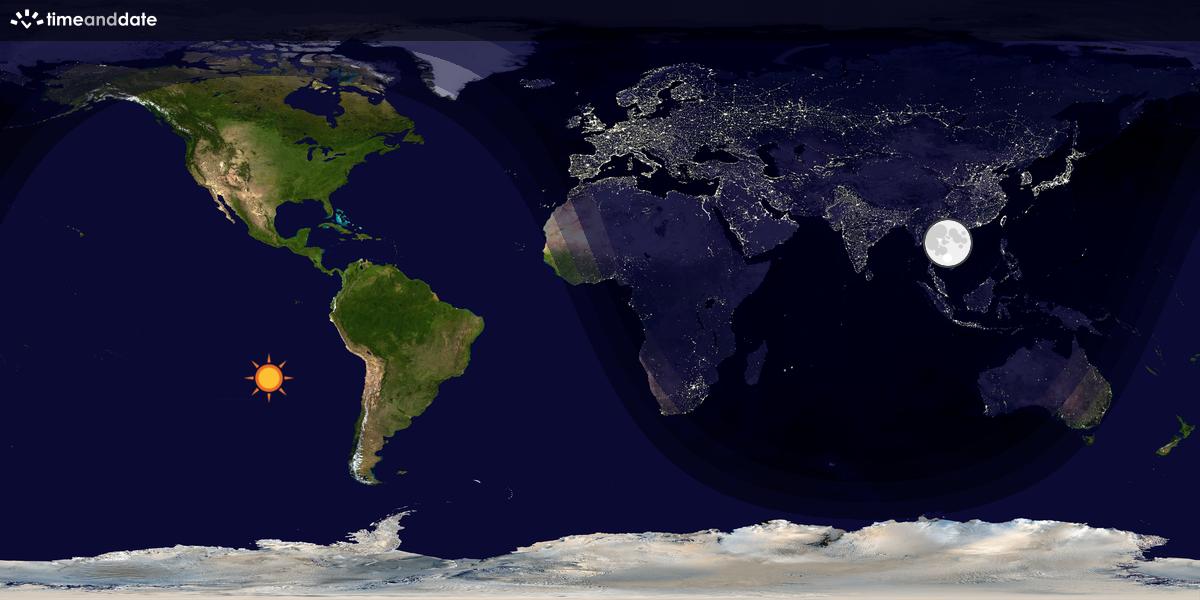 Verdenskart som viser dag og natt 