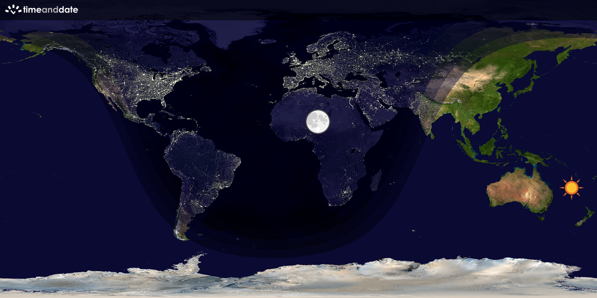 Verdenskart som viser dag og natt 