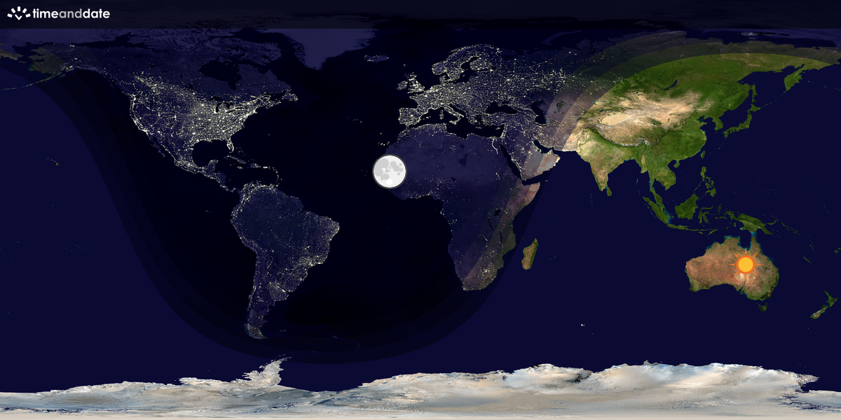 Verdenskart som viser dag og natt 