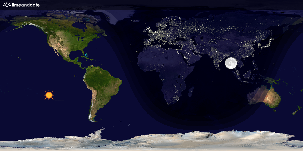 Verdenskart som viser dag og natt 