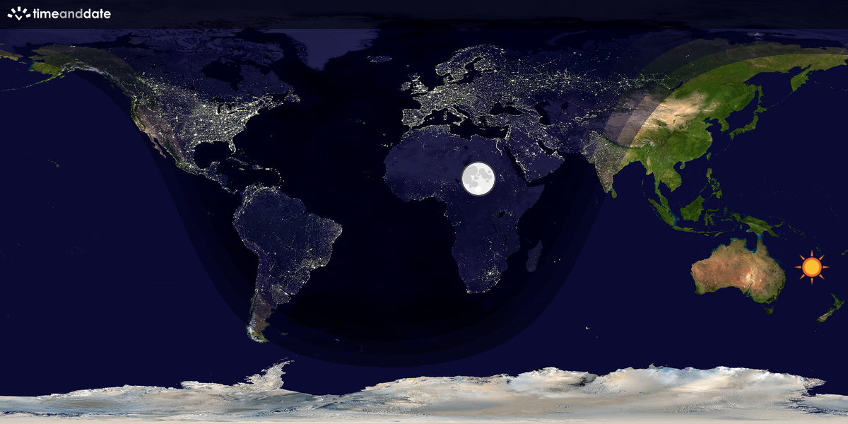 Verdenskart som viser dag og natt 