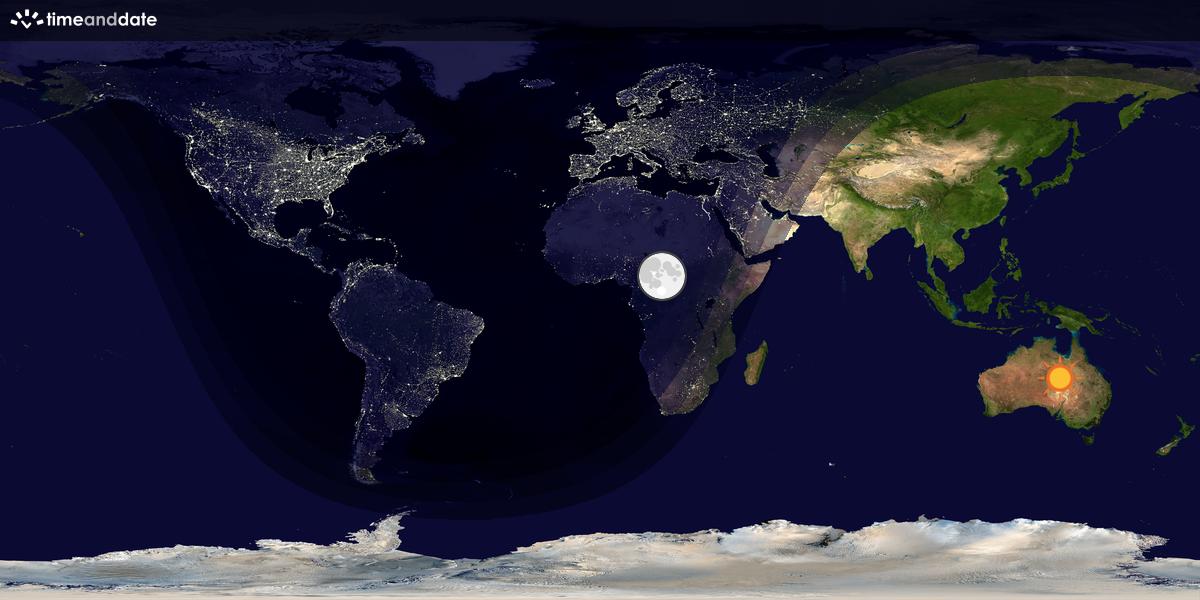 Verdenskart som viser dag og natt 