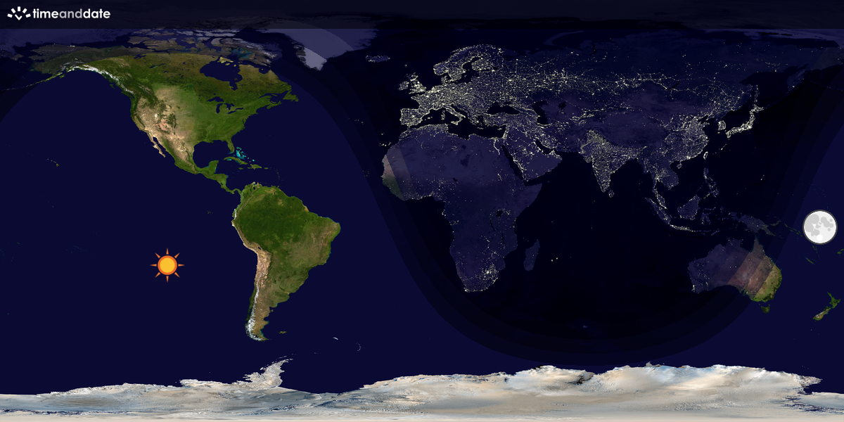 Verdenskart som viser dag og natt 