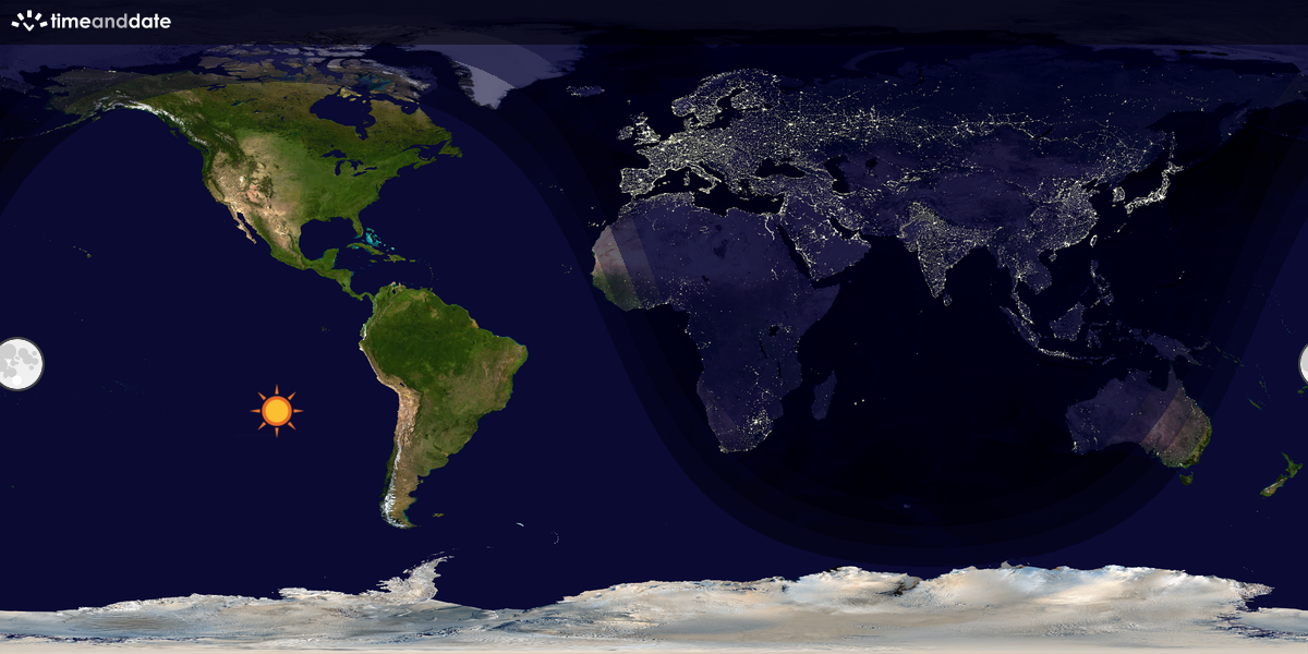Verdenskart som viser dag og natt 