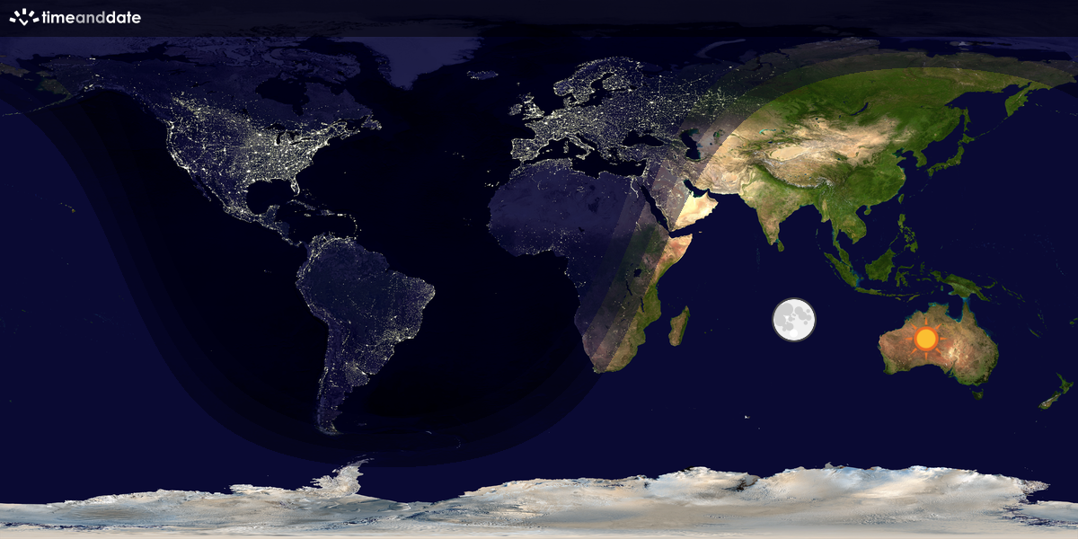Verdenskart som viser dag og natt 