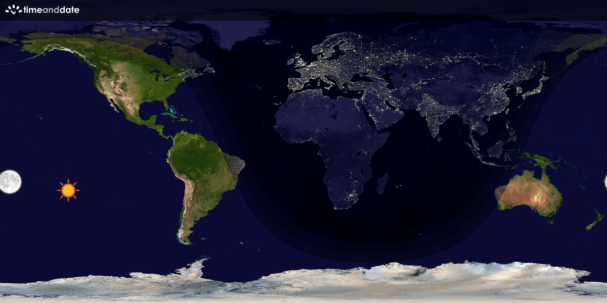 Verdenskart som viser dag og natt 
