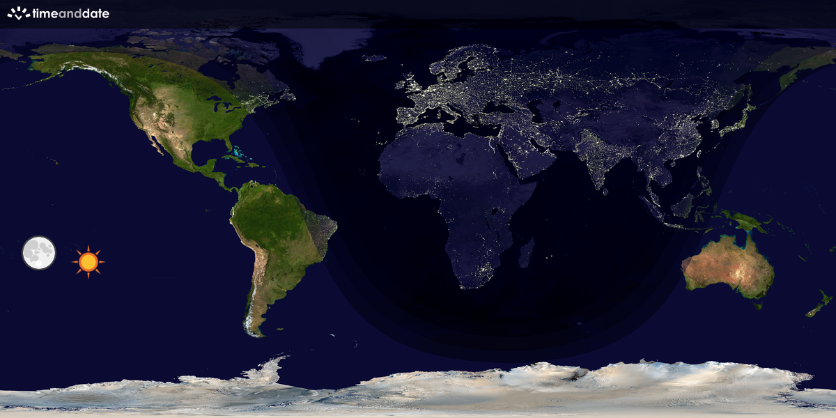 Verdenskart som viser dag og natt 