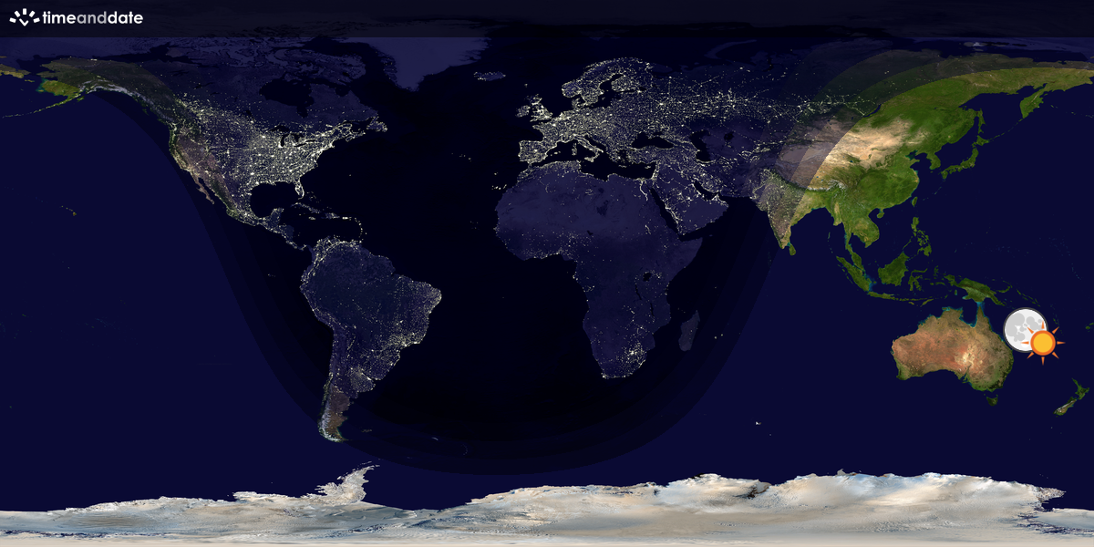 Verdenskart som viser dag og natt 