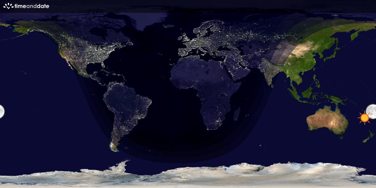 Verdenskart som viser dag og natt 