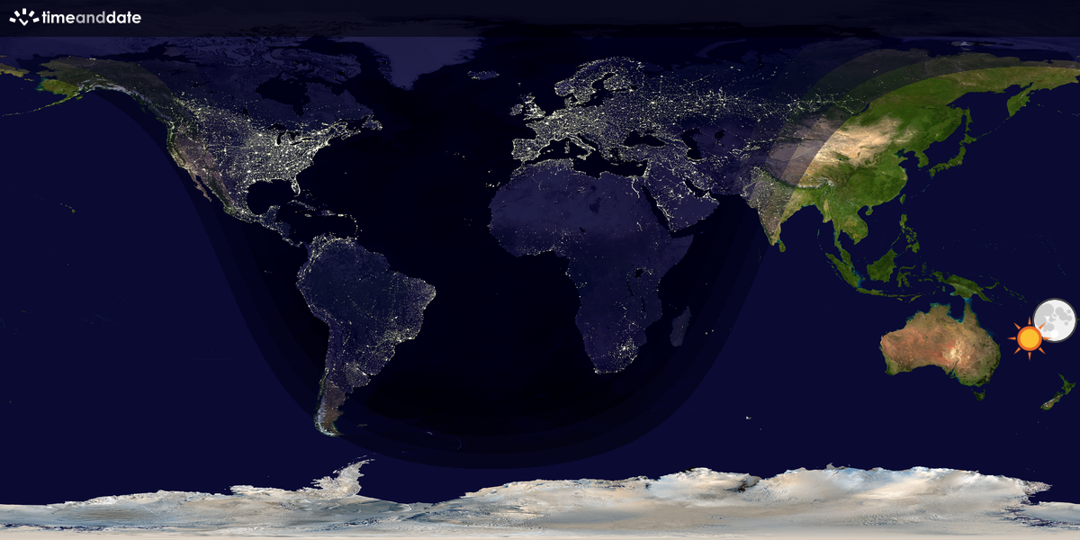 Verdenskart som viser dag og natt 