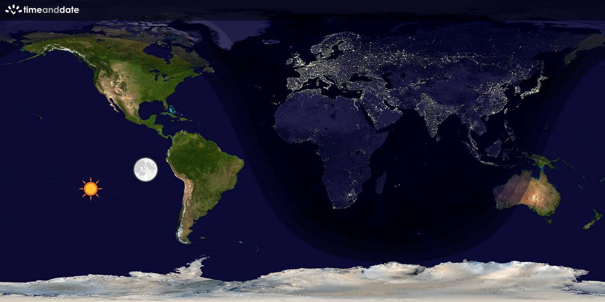 Verdenskart som viser dag og natt 