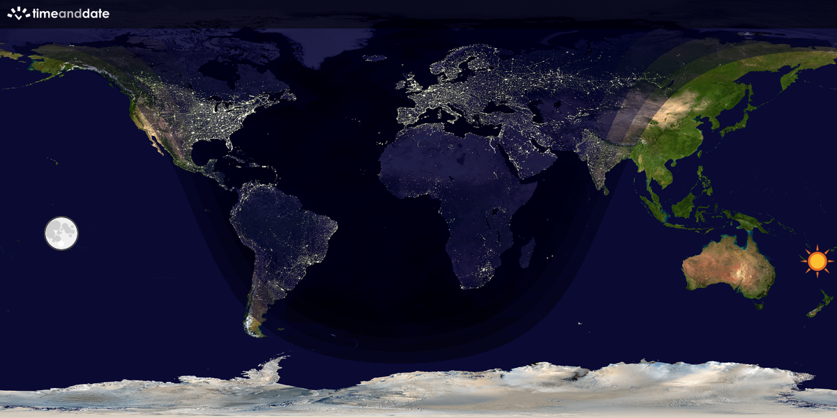 Verdenskart som viser dag og natt 