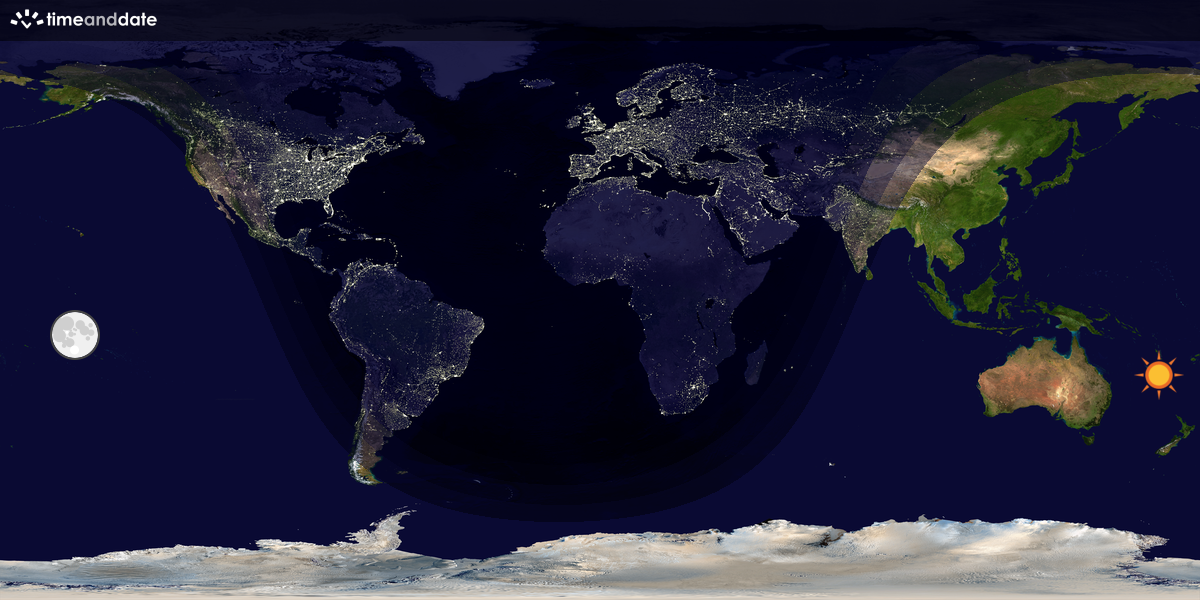 Verdenskart som viser dag og natt 