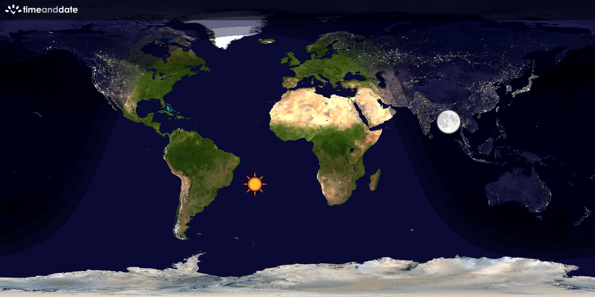 Verdenskart som viser dag og natt 