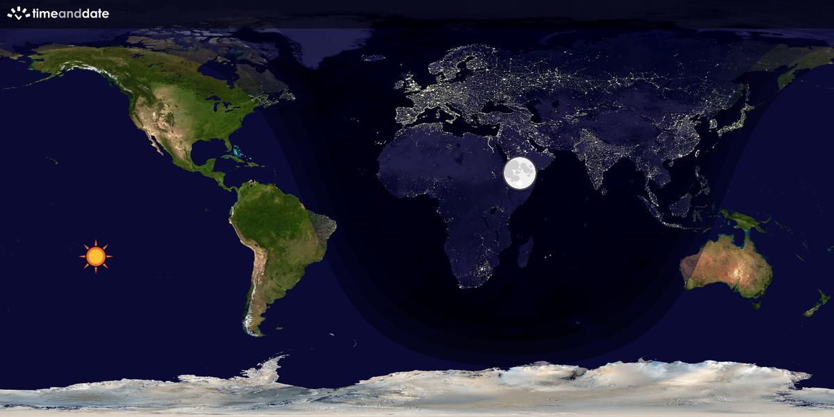 Verdenskart som viser dag og natt 