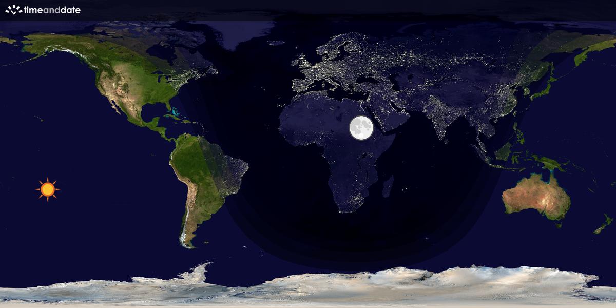 Verdenskart som viser dag og natt 