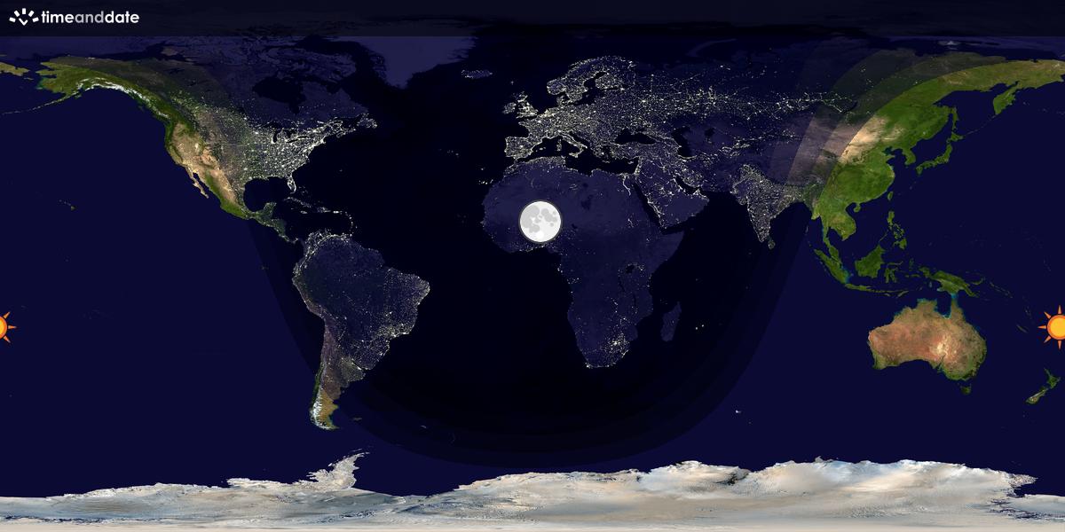 Verdenskart som viser dag og natt 
