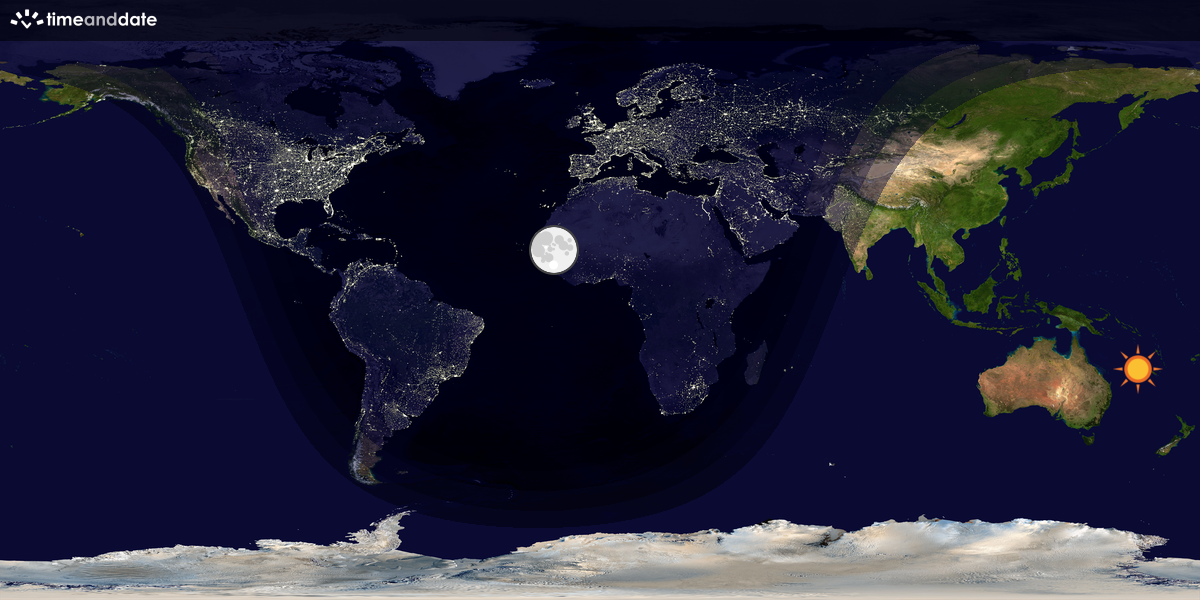 Verdenskart som viser dag og natt 