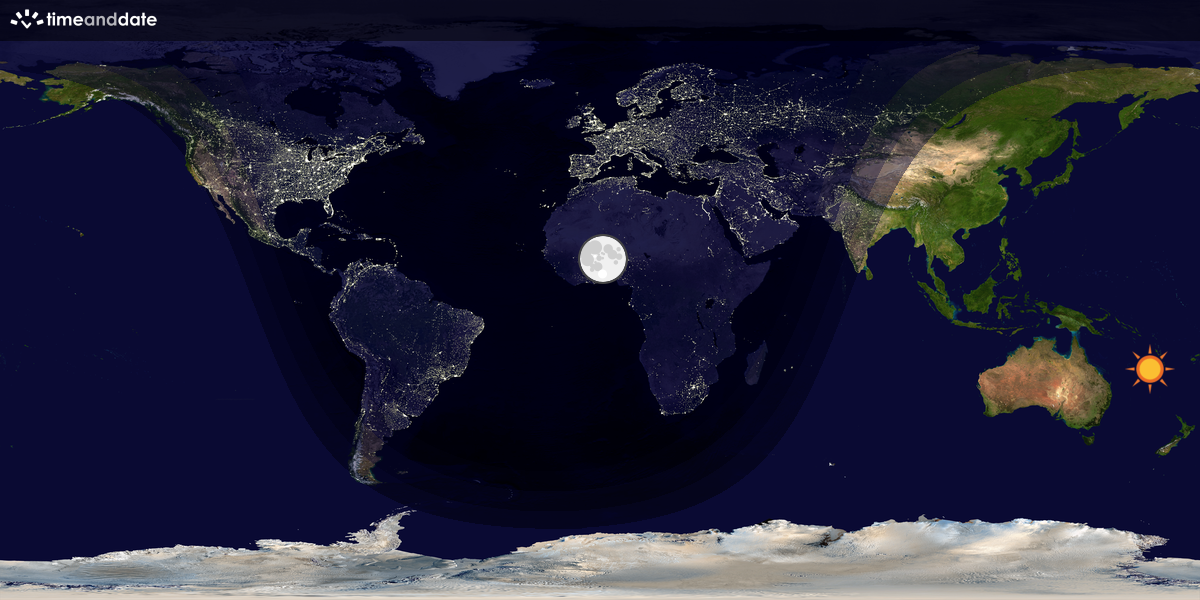 Verdenskart som viser dag og natt 