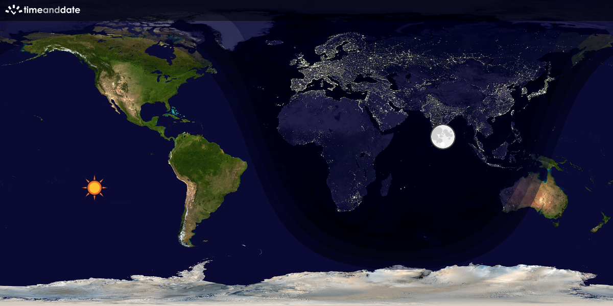 Verdenskart som viser dag og natt 