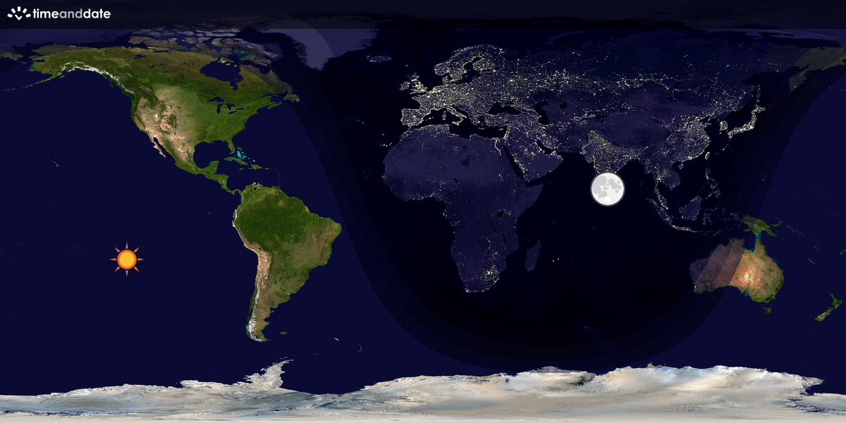 Verdenskart som viser dag og natt 
