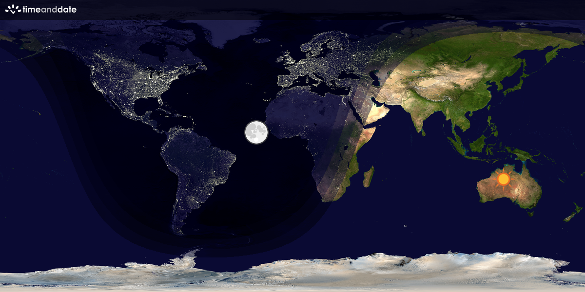 Verdenskart som viser dag og natt 