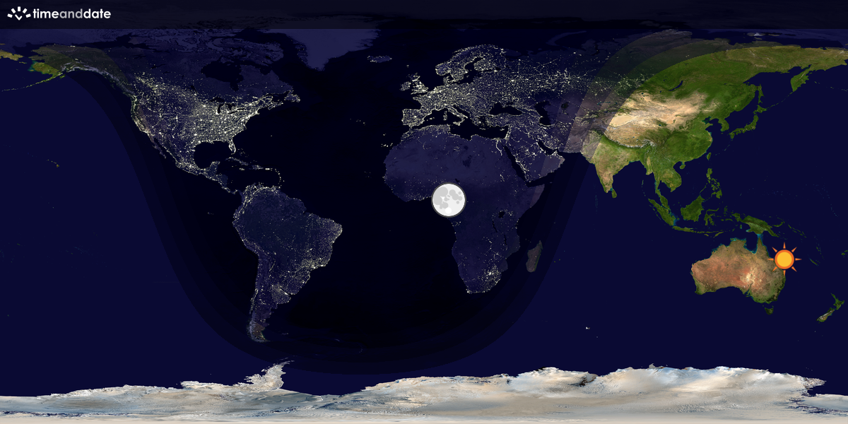 Verdenskart som viser dag og natt 