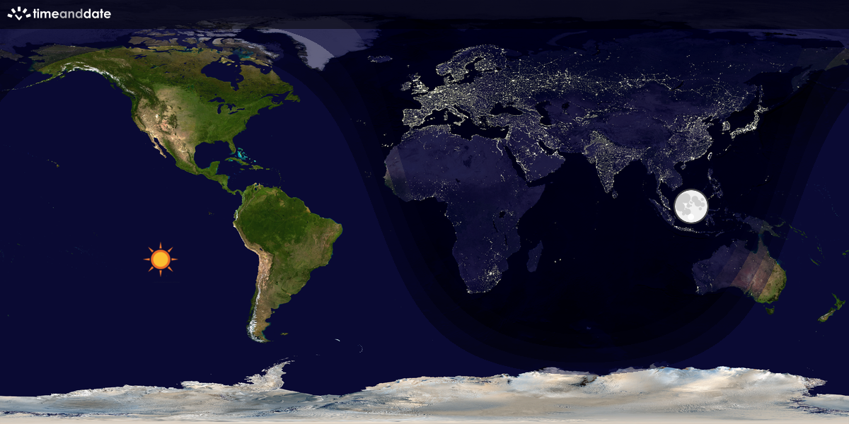 Verdenskart som viser dag og natt 