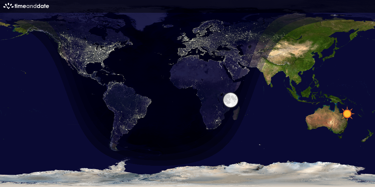 Verdenskart som viser dag og natt 