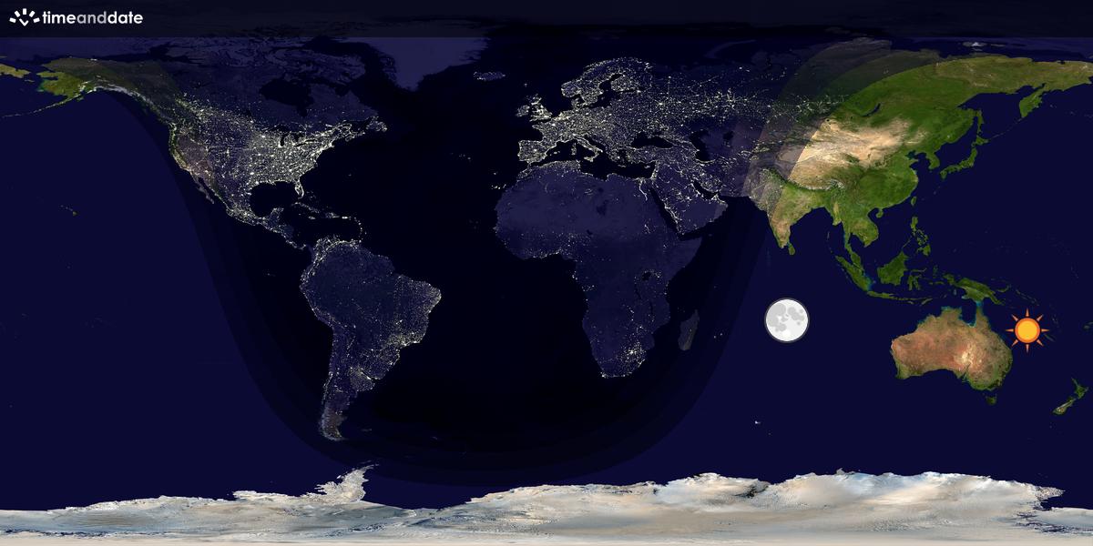 Verdenskart som viser dag og natt 