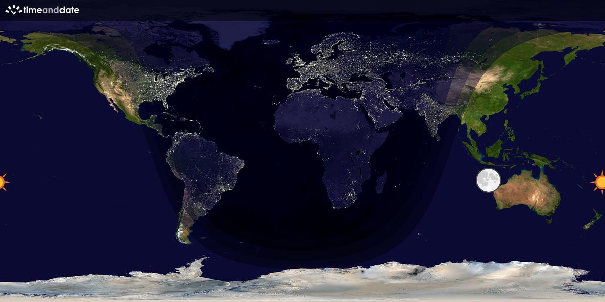 Verdenskart som viser dag og natt 
