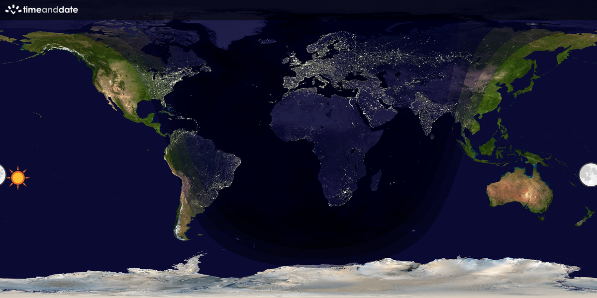 Verdenskart som viser dag og natt 