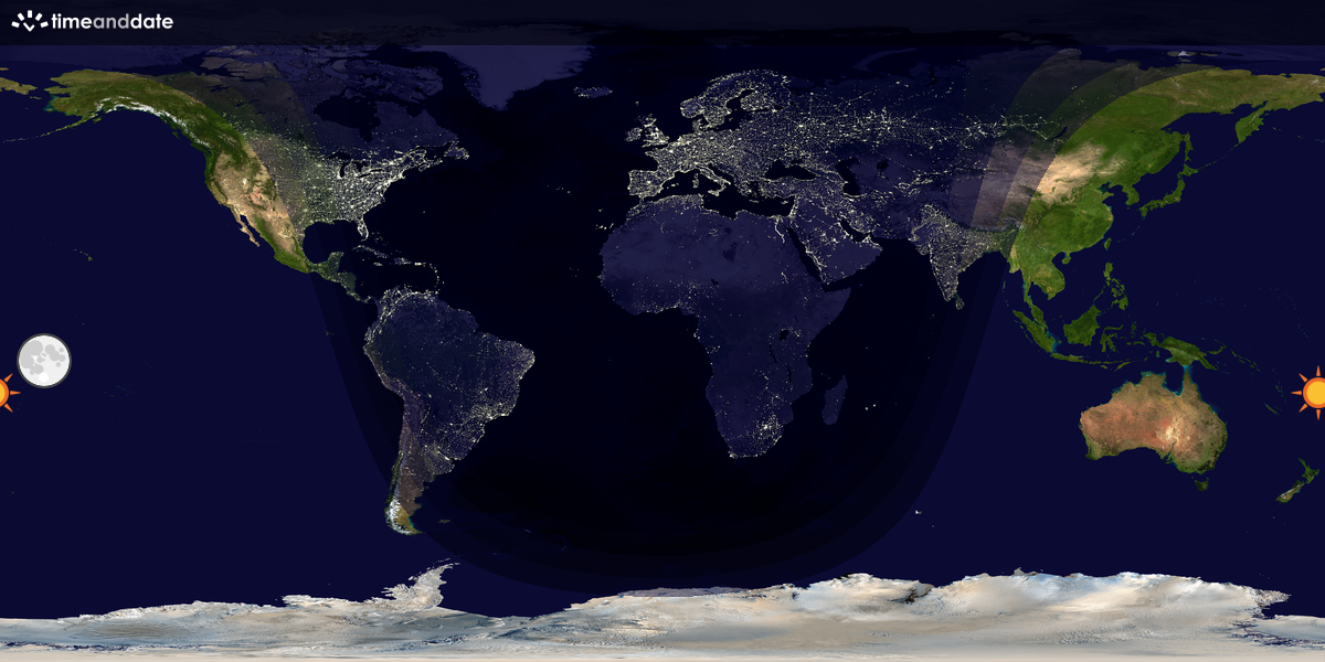 Verdenskart som viser dag og natt 