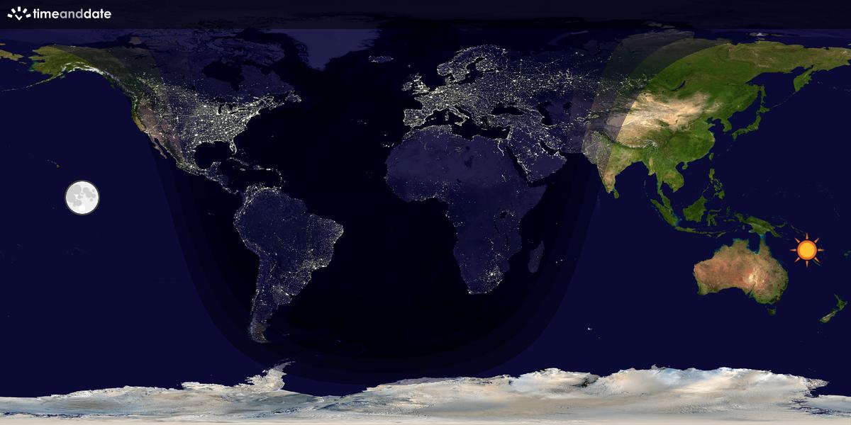 Verdenskart som viser dag og natt 