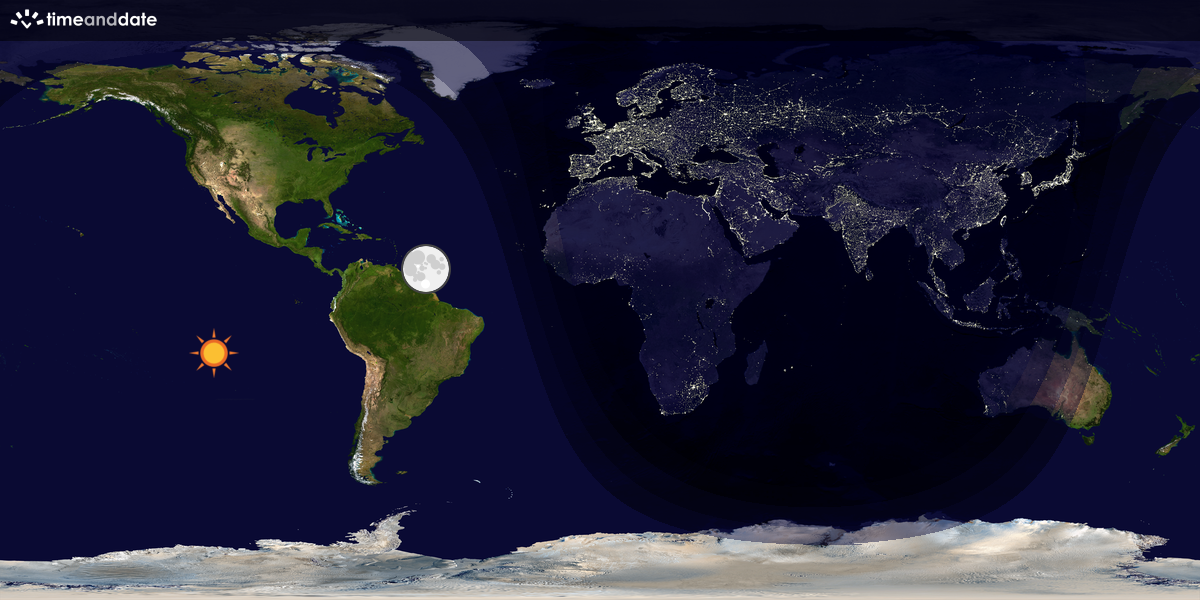 Verdenskart som viser dag og natt 