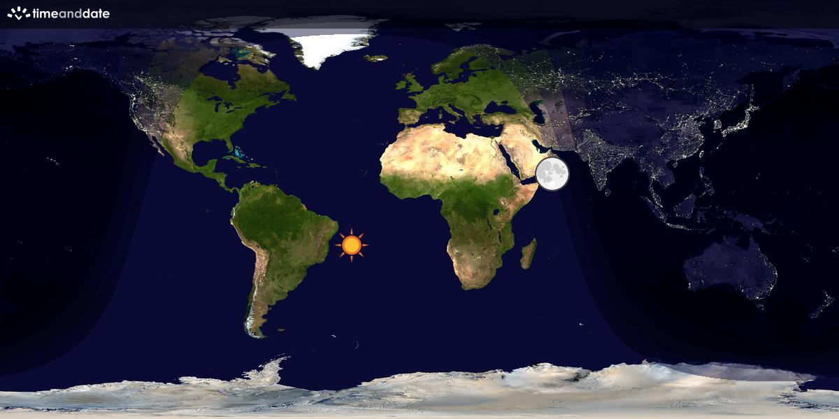Verdenskart som viser dag og natt 