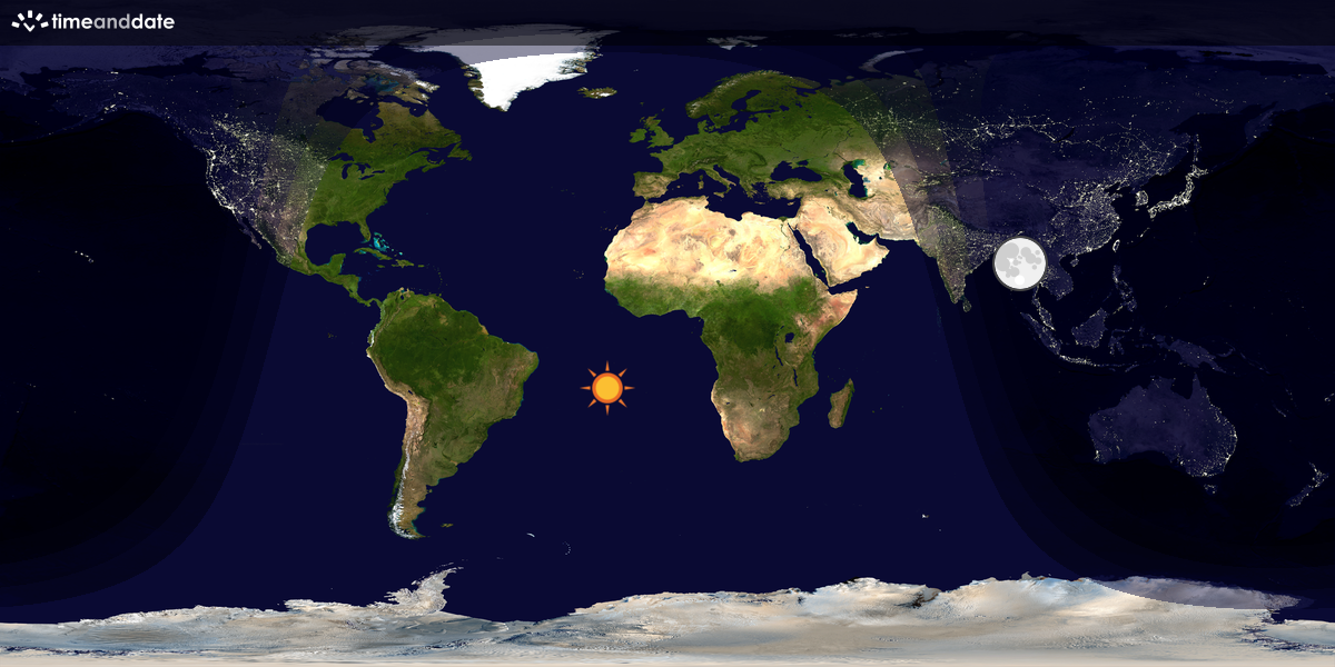 Verdenskart som viser dag og natt 