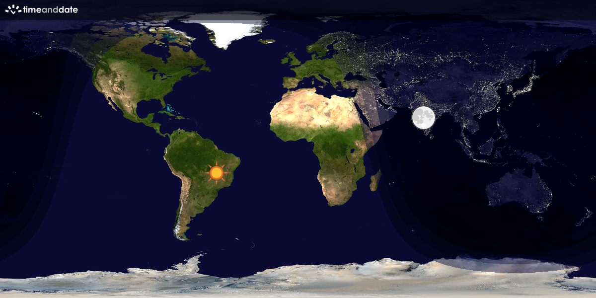 Verdenskart som viser dag og natt 
