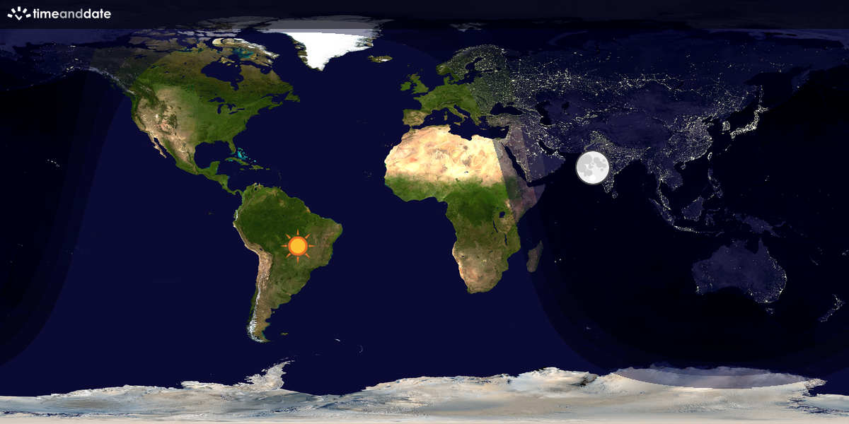 Verdenskart som viser dag og natt 