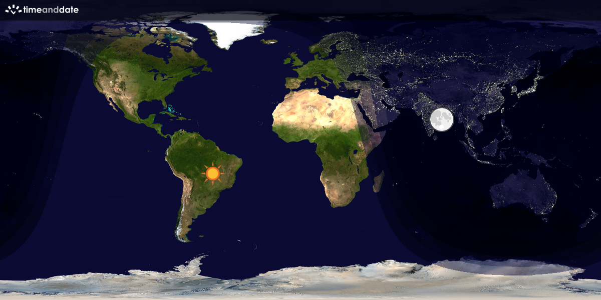 Verdenskart som viser dag og natt 