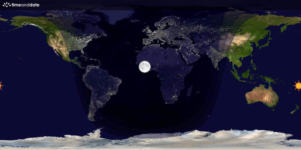 Verdenskart som viser dag og natt 