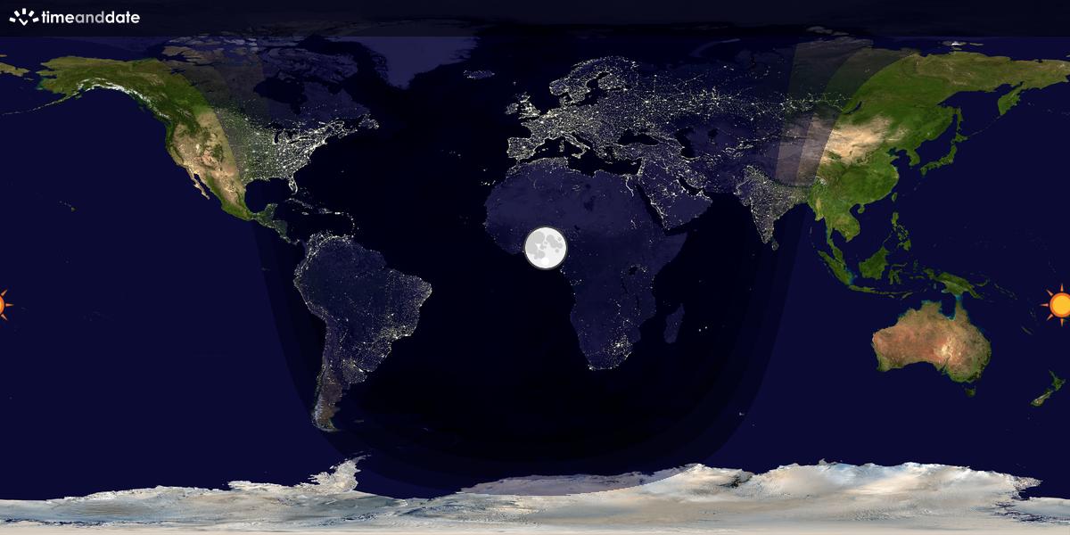 Verdenskart som viser dag og natt 