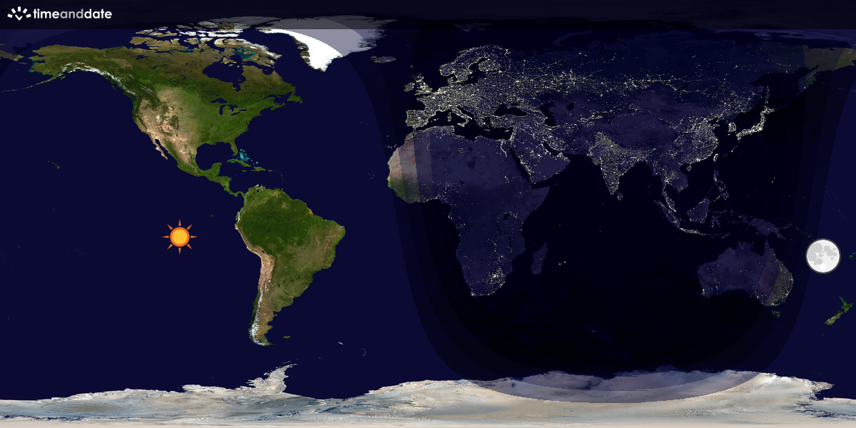 Verdenskart som viser dag og natt 