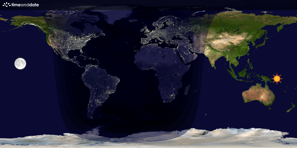 Verdenskart som viser dag og natt 